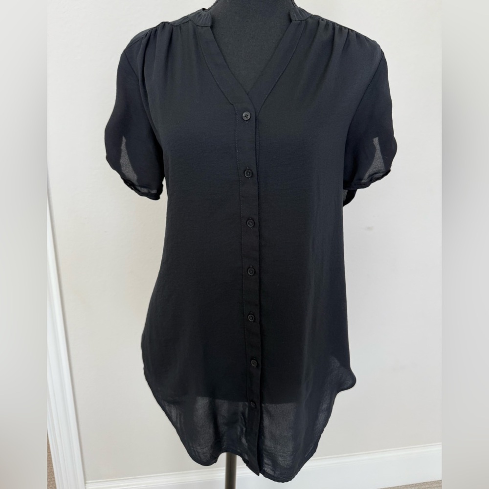 Express Black Button-Front Blouse | Size Small